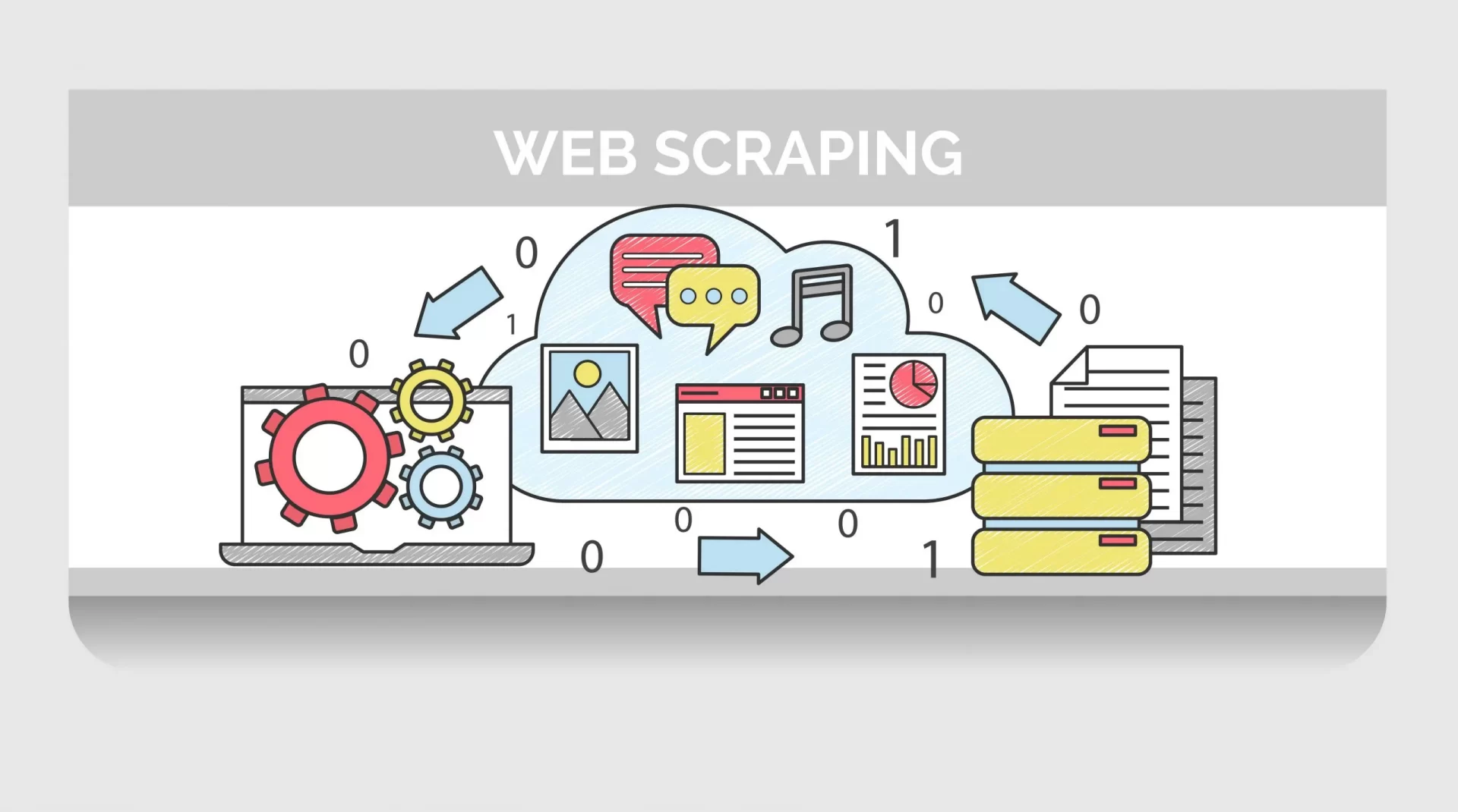 Web Scraping Developers 2 Scribble illustration for web scrapping process sequence