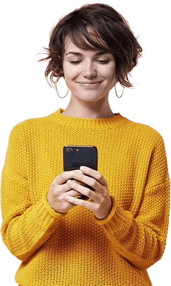 Image of a girl holding a mobile phone