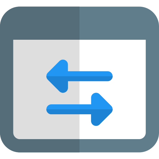Icon with two blue horizontal arrows pointing in opposite directions.